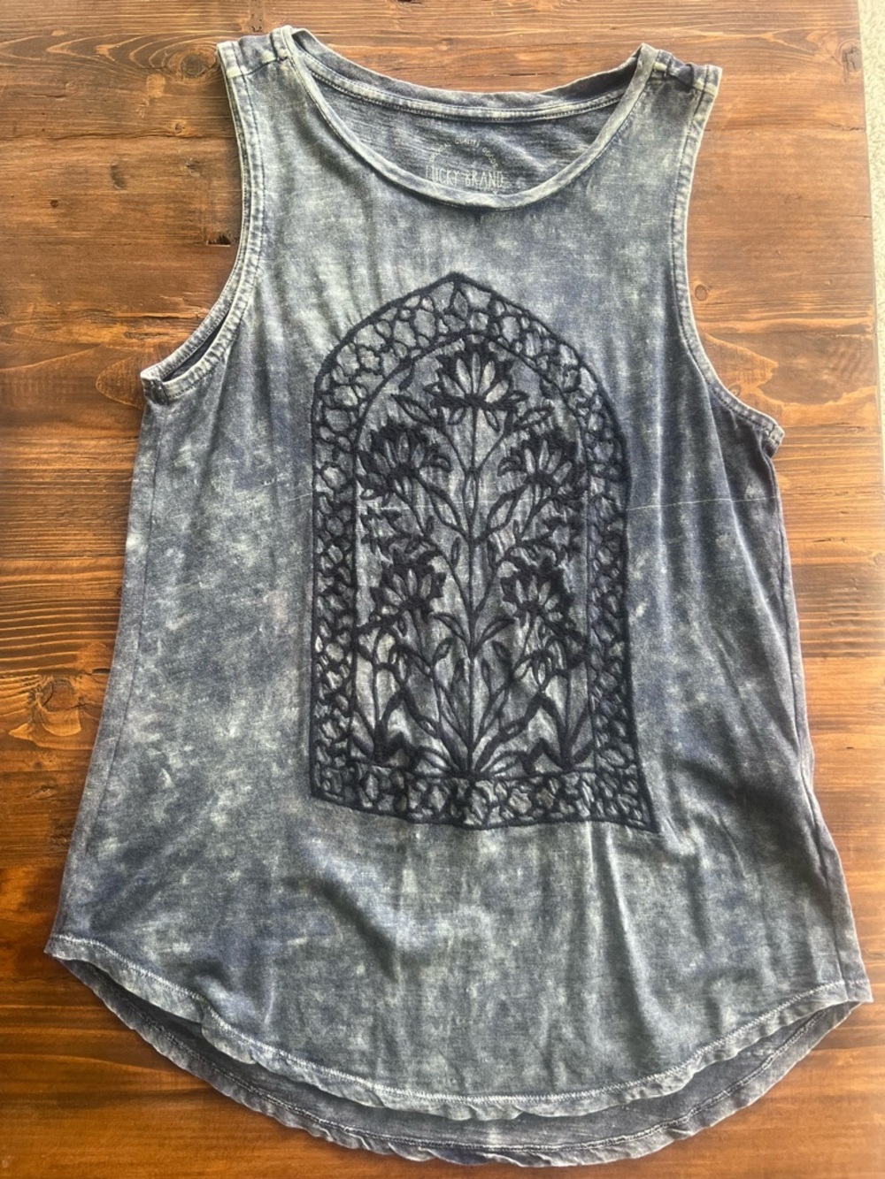 Lucky Brand Washed Blue Graphic Tank Top